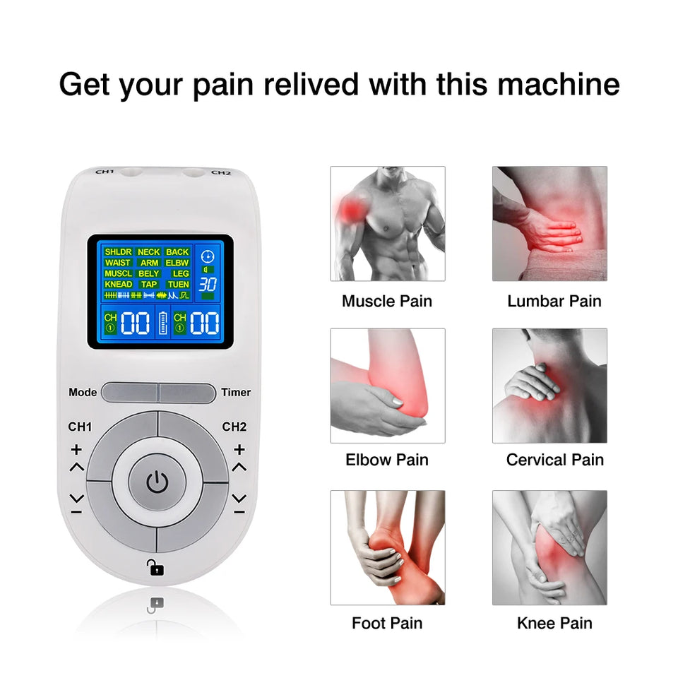 4 Mode Tens Pulse Machine Muscle Nerve Electrostimulator EMS Acupuncture Physiotherapy Massager Electrode Patch Digital Therapy