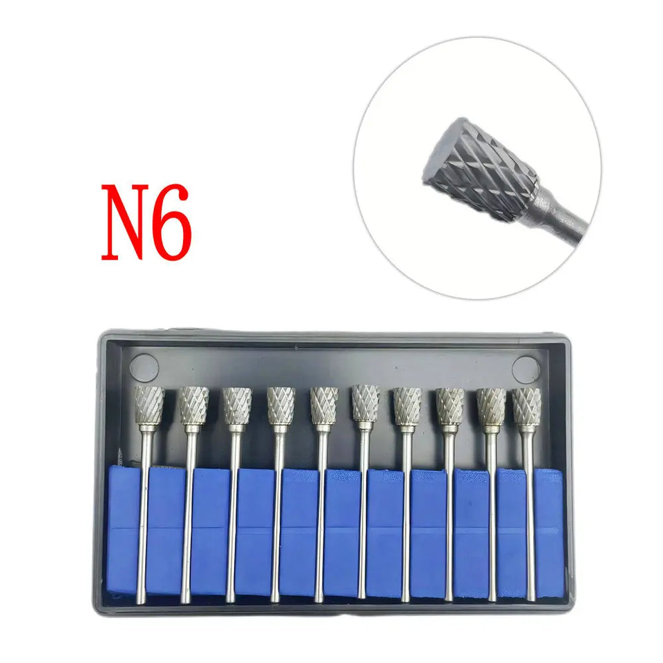 10PCS Assorted Tungsten Steel Dental Polisher Burs – 2.35MM Low-Speed Handpiece Drill Bits for Dental Lab