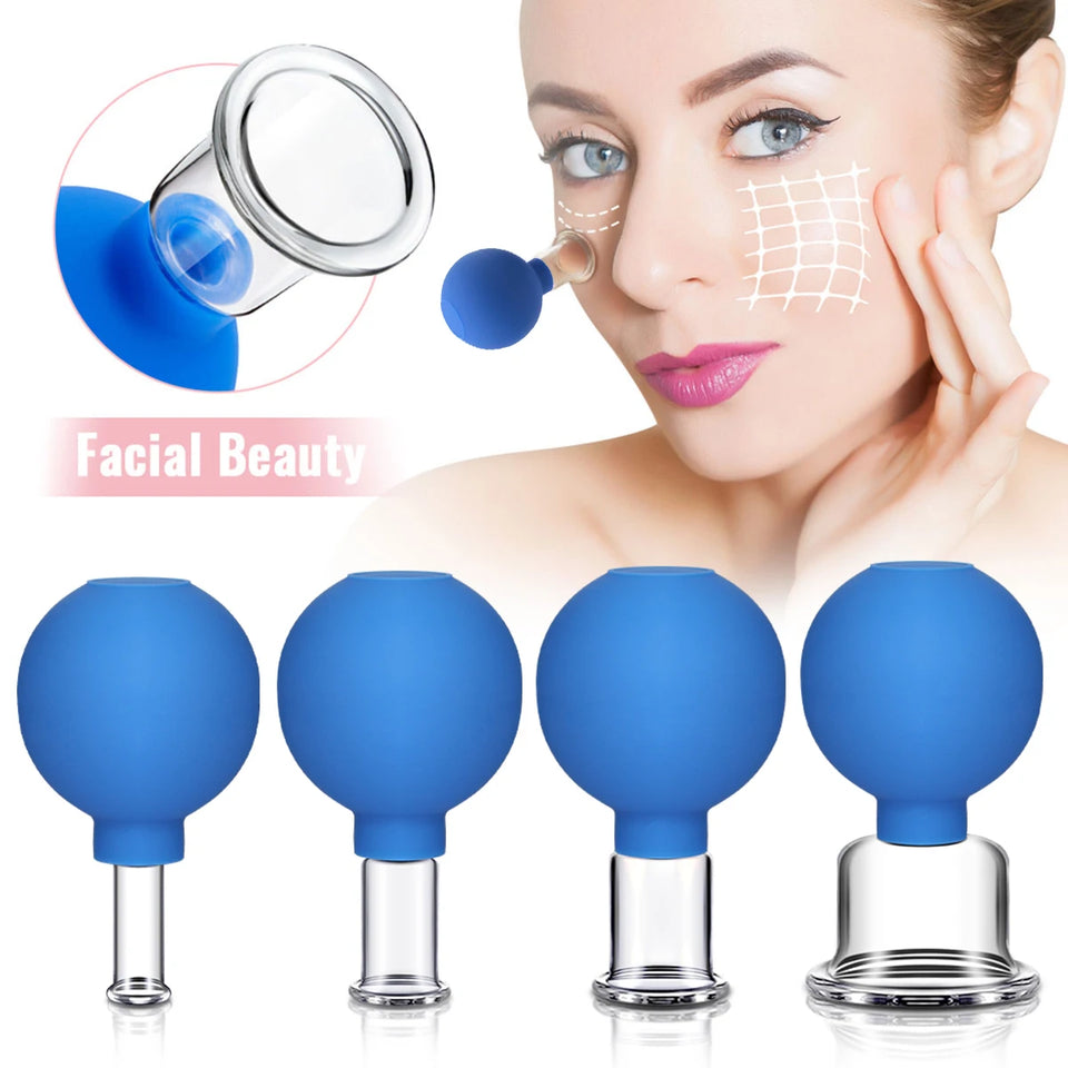Rubber Head Glass Vacuum Cupping Chinese Therapy Set Hijab Jars AntiCellulite Suction Cups Massage Body Health Massager For Face