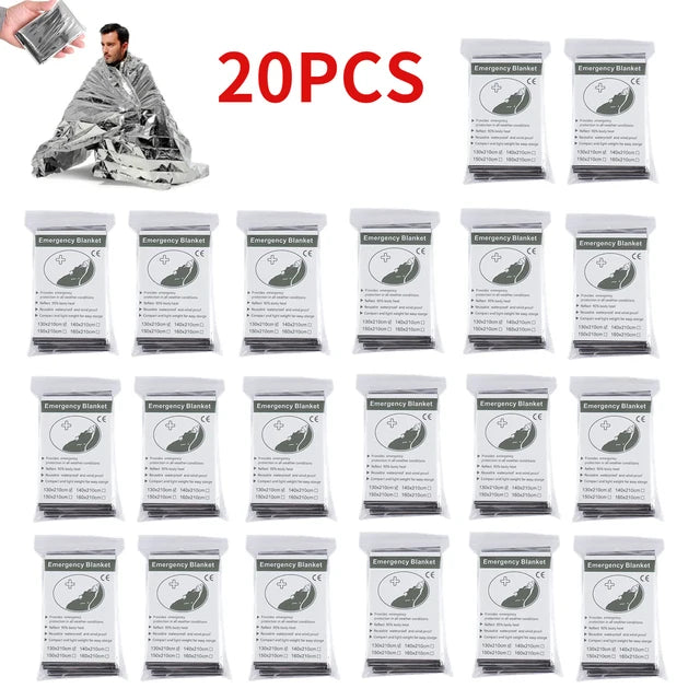 5–30PCS Outdoor Emergency Thermal Survival Blanket – Gold & Silver Foil, Waterproof, 130x210cm