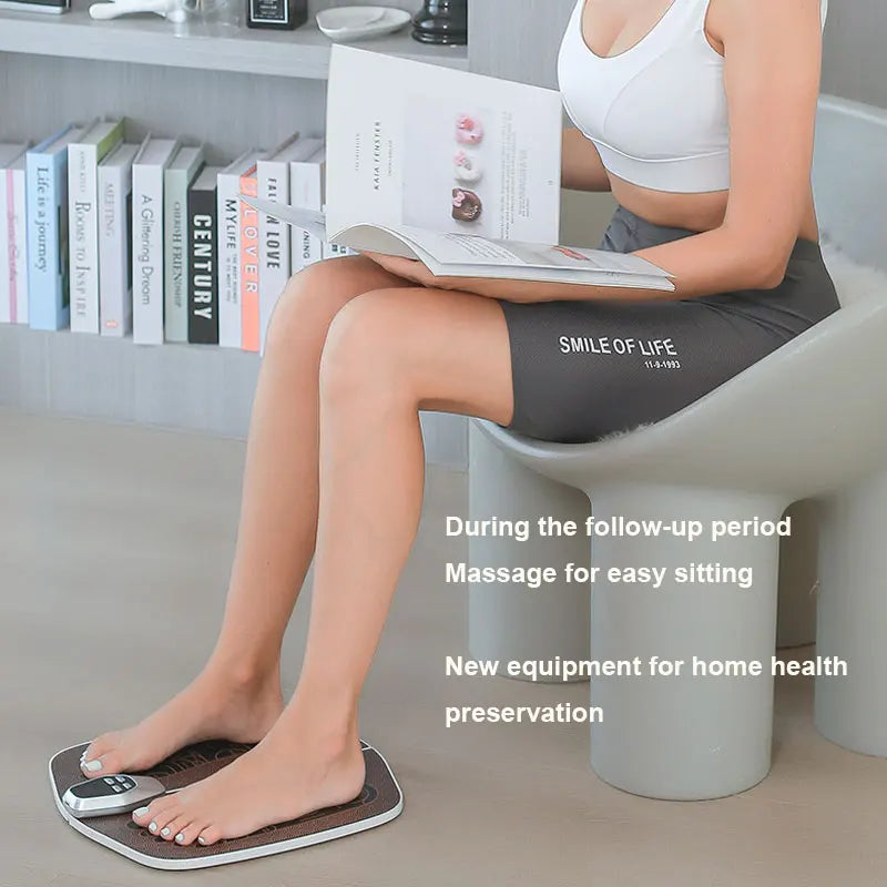 JianYouCare EMS Foot Massager Pad – USB Rechargeable Muscle Stimulator with Remote Control for Blood Circulation & Acupoint Massage