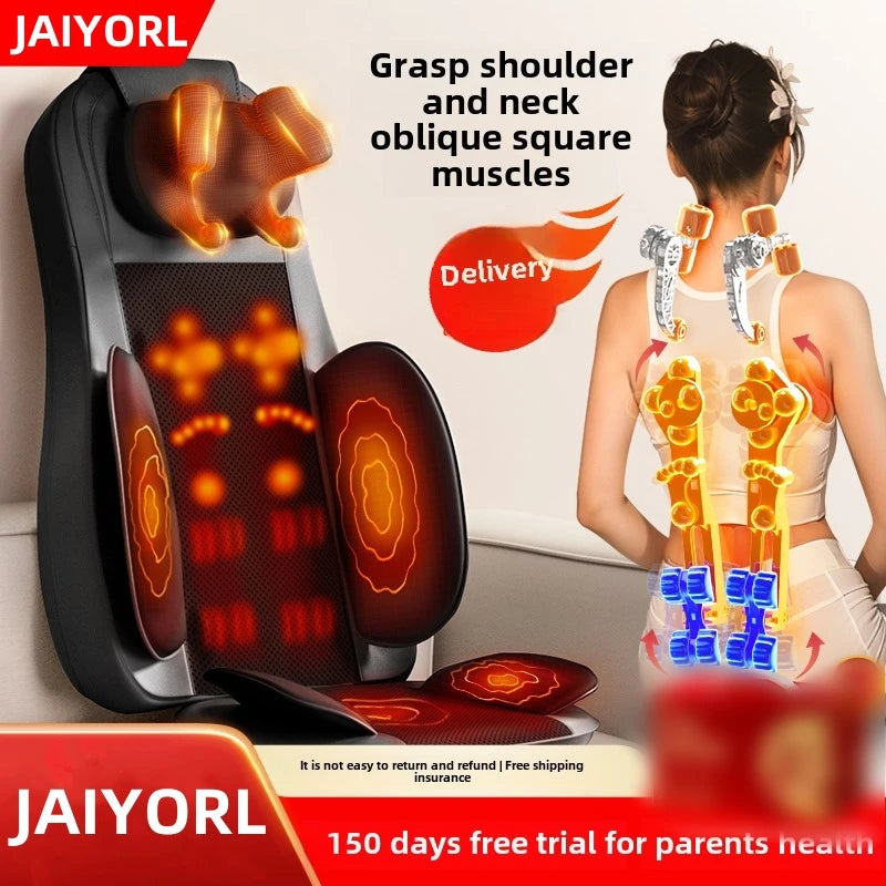 Upgrade Electric Full Body Massage Chair Neck Back Waist Leg Vibration Kneading Shiatsu Cushion Seat Relaxation Trapezius Massag