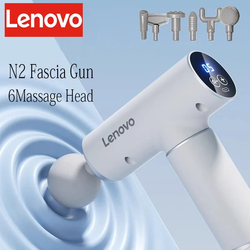 Lenovo Professional Fascia Massage Gun N2/N3 – Deep Tissue Muscle Relaxation with LED Touch Screen & 6–8 Heads