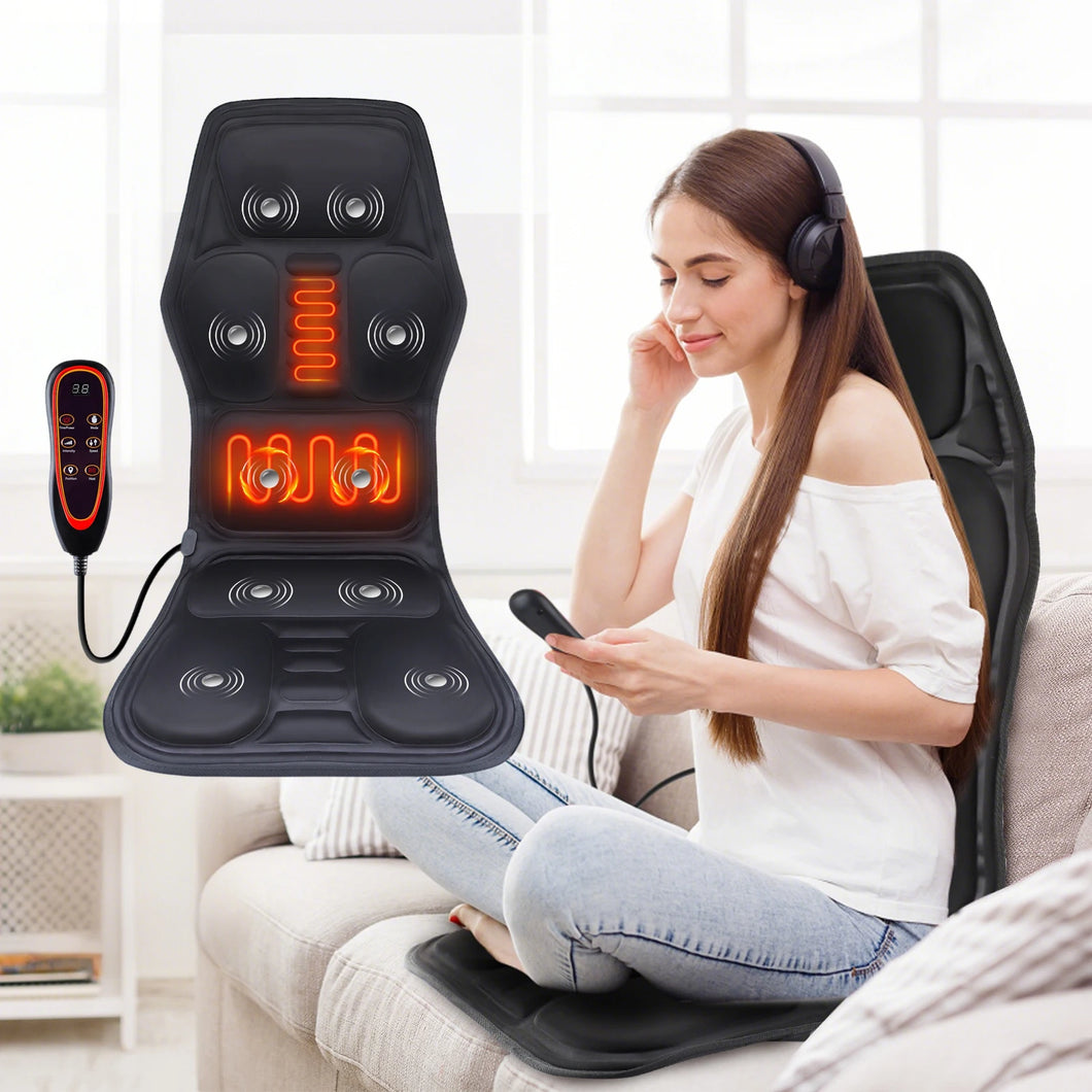 Electric Massage Chair Pad Heating Vibrating Full Body Back Massager Car Chair Cushion Home Office Lumbar With Remote Controls