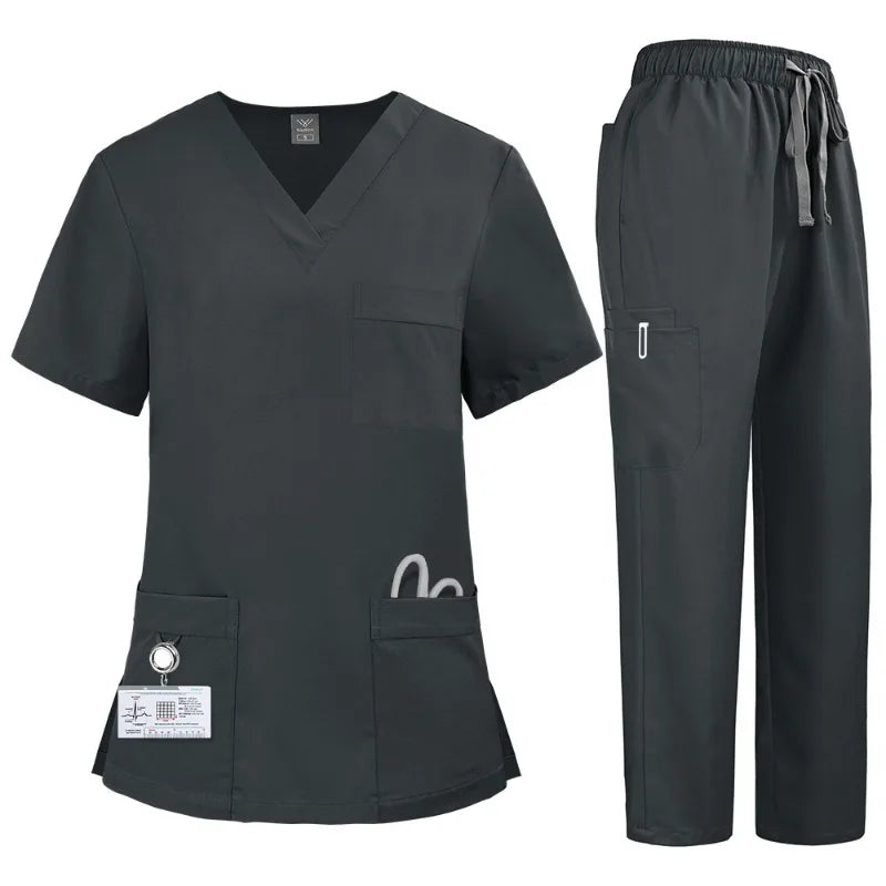 Quick-Dry Elastic Plus-Size Lab Uniform Set for Men & Women