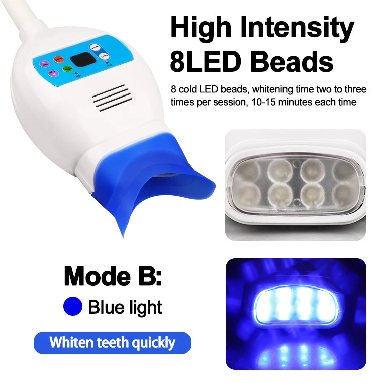 Professional LED Teeth Whitening Lamp – Cold Blue Light Dental Bleaching Machine with Center Pillar Stand