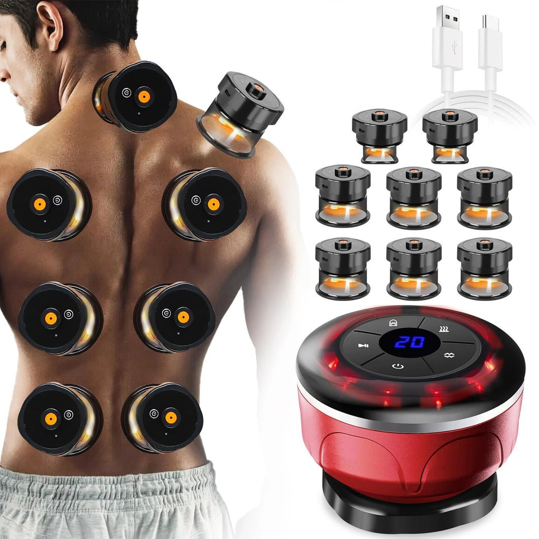 8-Cup Electric Cupping Massager with EMS & Magnet Therapy – Vacuum Suction, Gua Sha & Anti-Cellulite Body Massager