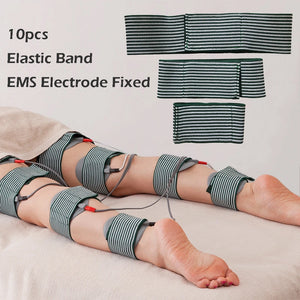 10pcs Microcurrent Conductive Silicone Electrode Pad Fixing Elastic Band Adjustable Stretch Strip for EMS Electro Patch