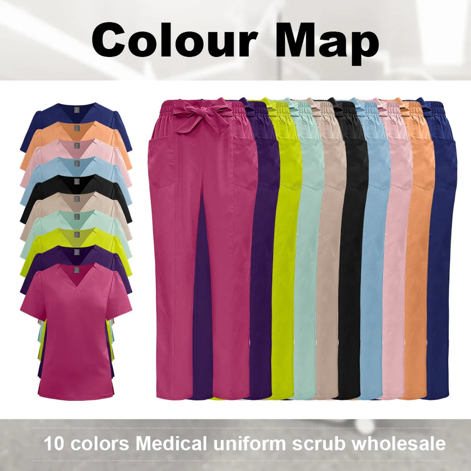 Women's Medical Scrub Set – Soft Nursing Uniform with Top & Pants for Hospital, Dental & Clinical Use