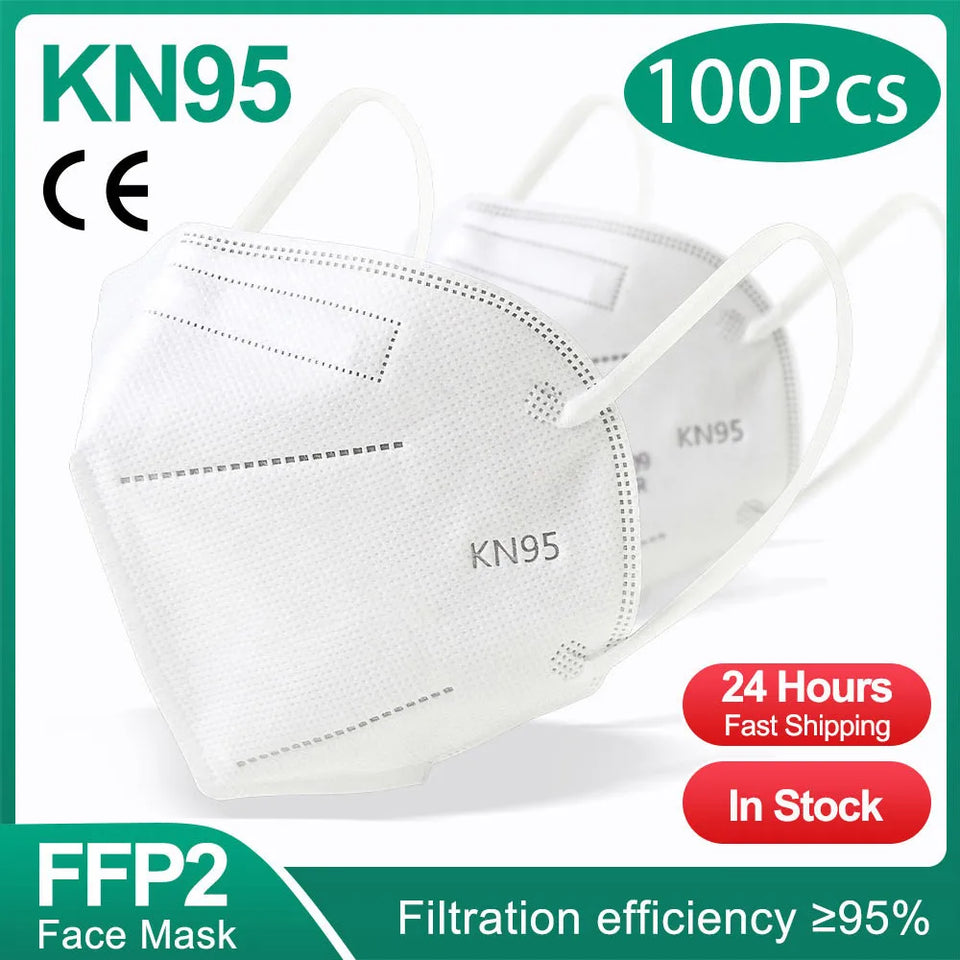 FFP2/KN95 Black Face Masks – 5-Layer Protective Respirator for Adults (10–200pcs, CE Certified)