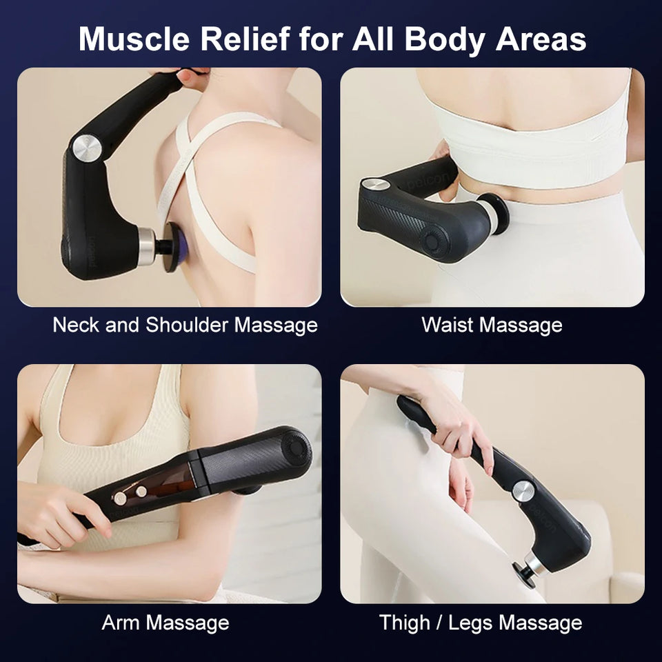 Fascia Massage Gun with Extended Handle – High-Frequency Electric Muscle Massager