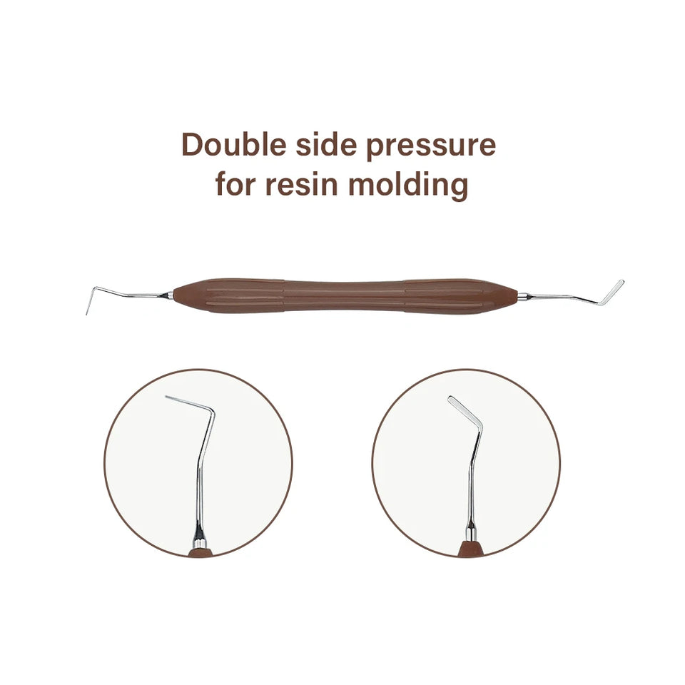 lDental Double-Ended Resin Filler Spatula Set – Stainless Steel Composite Filling Tool with Silicone Handle